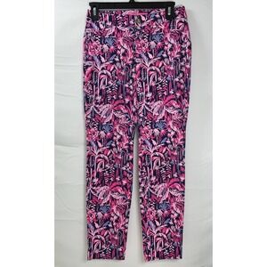 NWT Women's Lilly Pulitzer Kelly Skinny Ankle Pants Pink Palm Swing Of Things 00